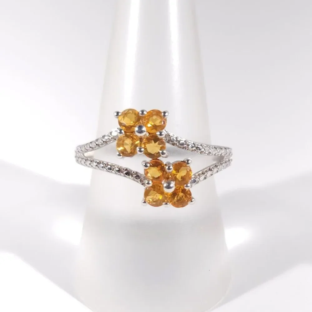 Opal Fire Opal Flower Ring Sterling Silver Size 7-3/4
